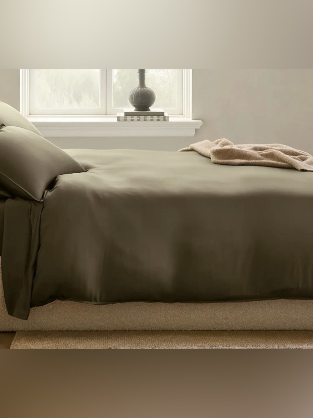 NWT Quince Bamboo 1 Pc Duvet Cover, Twin (Dusty Olive)